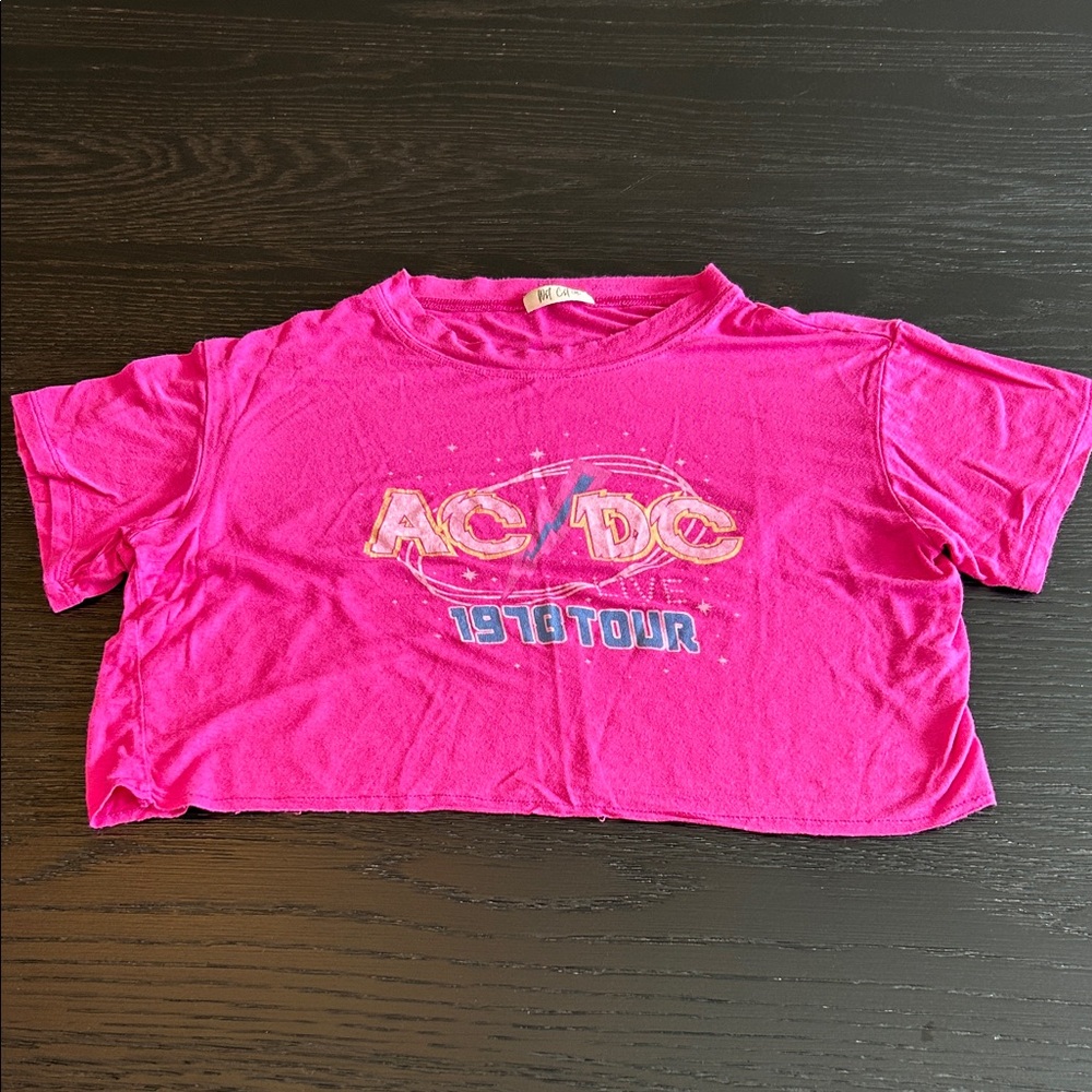 Wet Cat AC/DC Hot Pink Crop Top